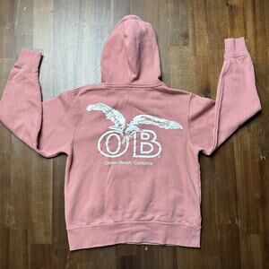 Ocean Beach California Hoodie Mens XS Pink OB Seagull Graphic Fleece AFX90UNC